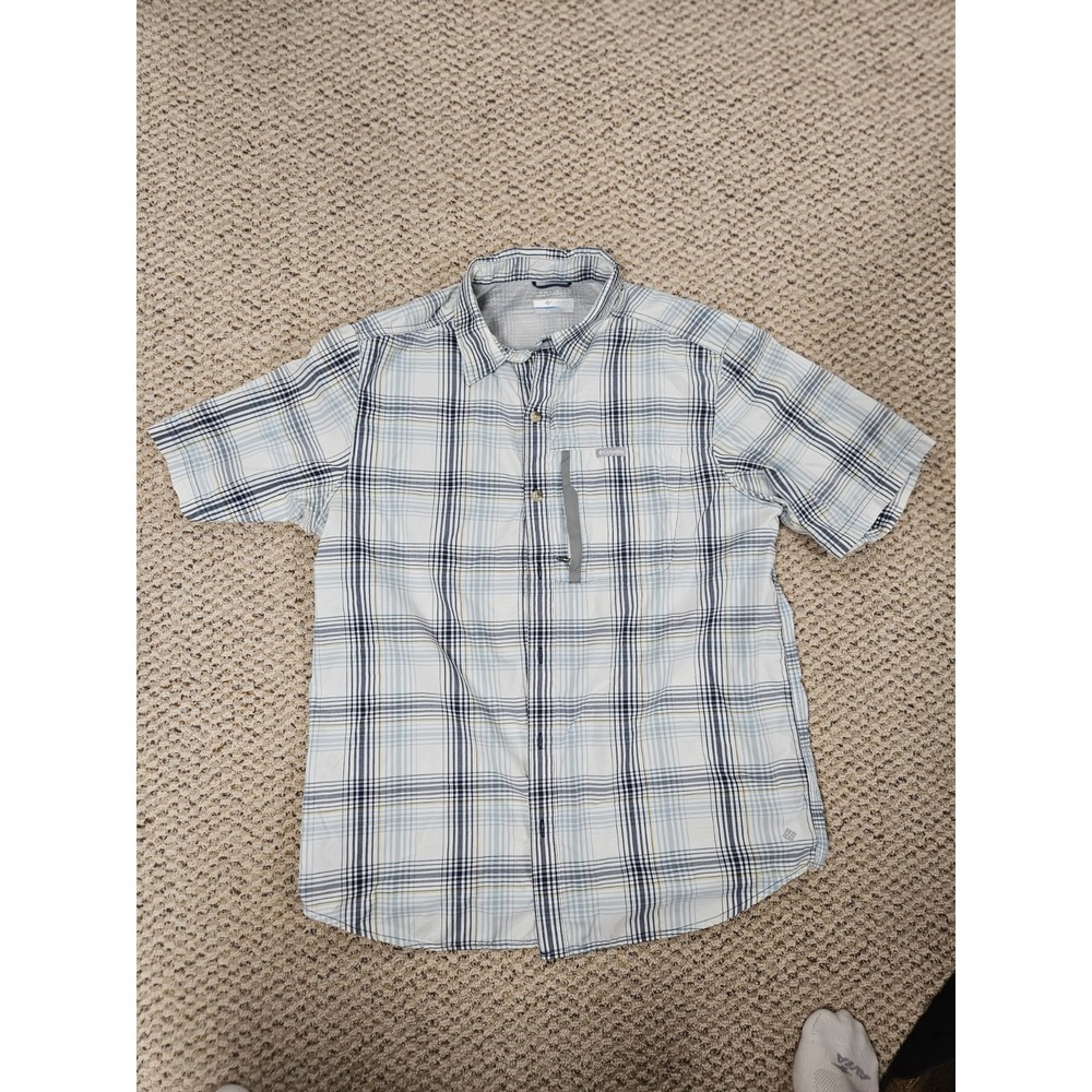 Columbia Shirt Omni-Wick Button Up Medium Men Blue Plaid Outdoor Hunting Fishing